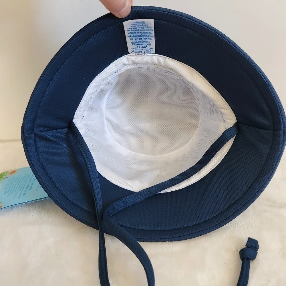 I Play Navy Blue Swim Sun Bucket Hat UPF 50+ Size 0-6 Months NWT